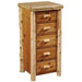 Fireside Lodge Cedar Log Storage Chest is a tall, narrow cedar chest with five stacked drawers and rounded log-style handles and trim