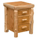 Fireside Lodge Cedar Log Three Drawer Nightstand is a rustic cedar nightstand with three closed drawers and thick log-style legs