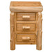 Fireside Lodge Cedar Log Three Drawer Nightstand is shown from the front with all three drawers closed