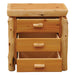 Fireside Lodge Cedar Log XL Three Drawer Nightstand is shown with all three drawers open, revealing deep storage space