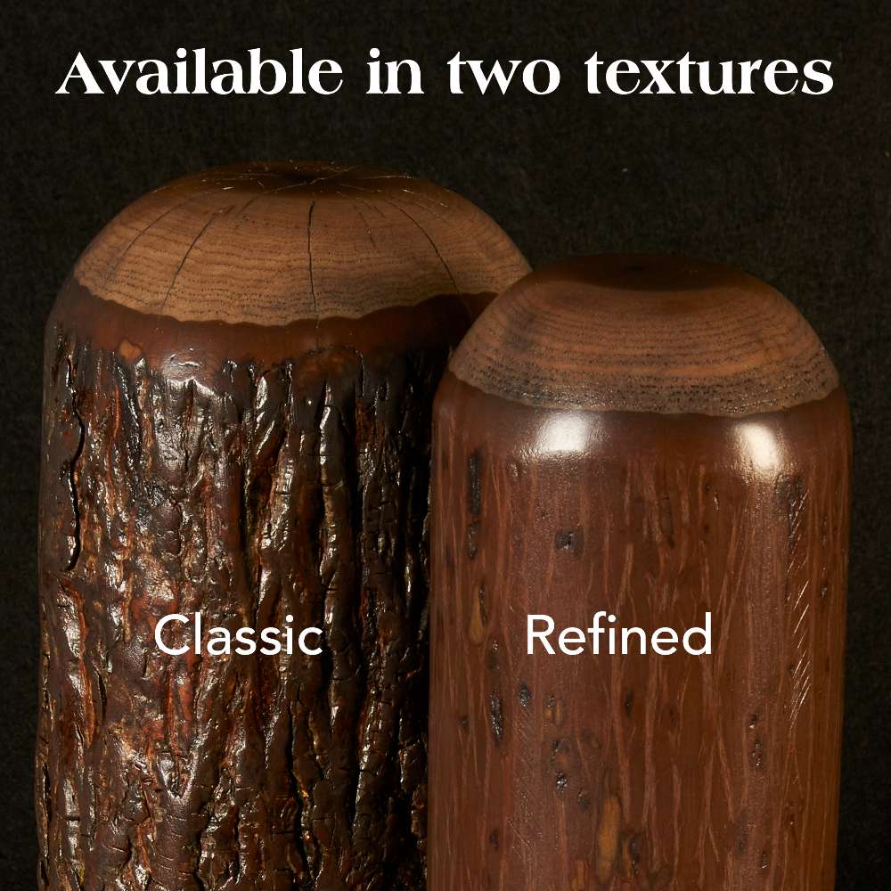 Fireside Lodge Hickory Log Executive Desk Slate shows classic and refined log textures in a muted gray-brown tone