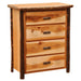 Fireside Lodge Hickory Log Four Drawer Chest is a rustic four-drawer dresser with log corner posts and branch-style handles, shown fully closed