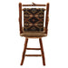 Fireside Lodge Hickory Log South Fork Swivel Counter Stool with Arms displays its natural log frame, rear support bars, and full Southwestern-style fabric backrest