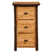 Fireside Lodge Hickory Log Three Drawer File Cabinet is shown from the front with all drawers closed, highlighting its rustic log frame and natural wood grain