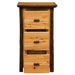 Fireside Lodge Hickory Log Three Drawer File Cabinet is shown from the front with three drawers partially open, revealing wooden drawers with log-style handles