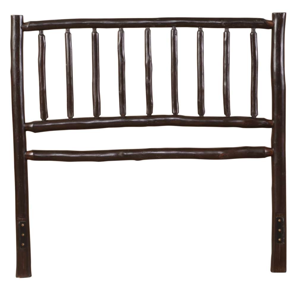 Fireside Lodge Hickory Log Traditional Bed headboard is shown alone with vertical log spindles and thick rounded posts