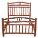 Fireside Lodge Hickory Log Wagon Wheel Bed is shown on a white background highlighting its solid hickory log frame and spindled design