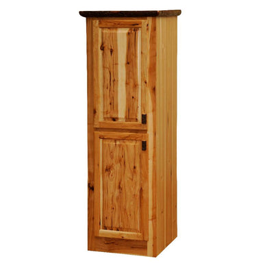 Fireside Lodge Log Linen Cabinet - 30-Inch Width rustic wooden cabinet with two doors and a dark top designed for linen storage