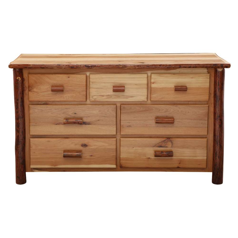 Fireside Lodge Log Seven Drawer Dresser shown straight-on highlighting the full seven-drawer layout