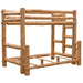Fireside Lodge Voyageur Bunk Bed shows an angled view of a rustic log bunk bed with ladder and rails