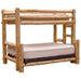Fireside Lodge Voyageur Bunk Bed shows an angled view of a rustic log bunk bed with visible ladder and bunks