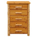 Fireside Lodge Voyageur Five Drawer Chest is a tall, rustic pine dresser with five drawers and thick log-style sides for a cozy cabin look