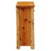 Fireside Lodge Voyageur Four Drawer Chest is seen from the side, emphasizing the natural wood knots and rustic log corner posts