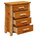 Fireside Lodge Voyageur Four Drawer Chest is shown with all four rustic wood drawers partially open to reveal smooth interior storage space