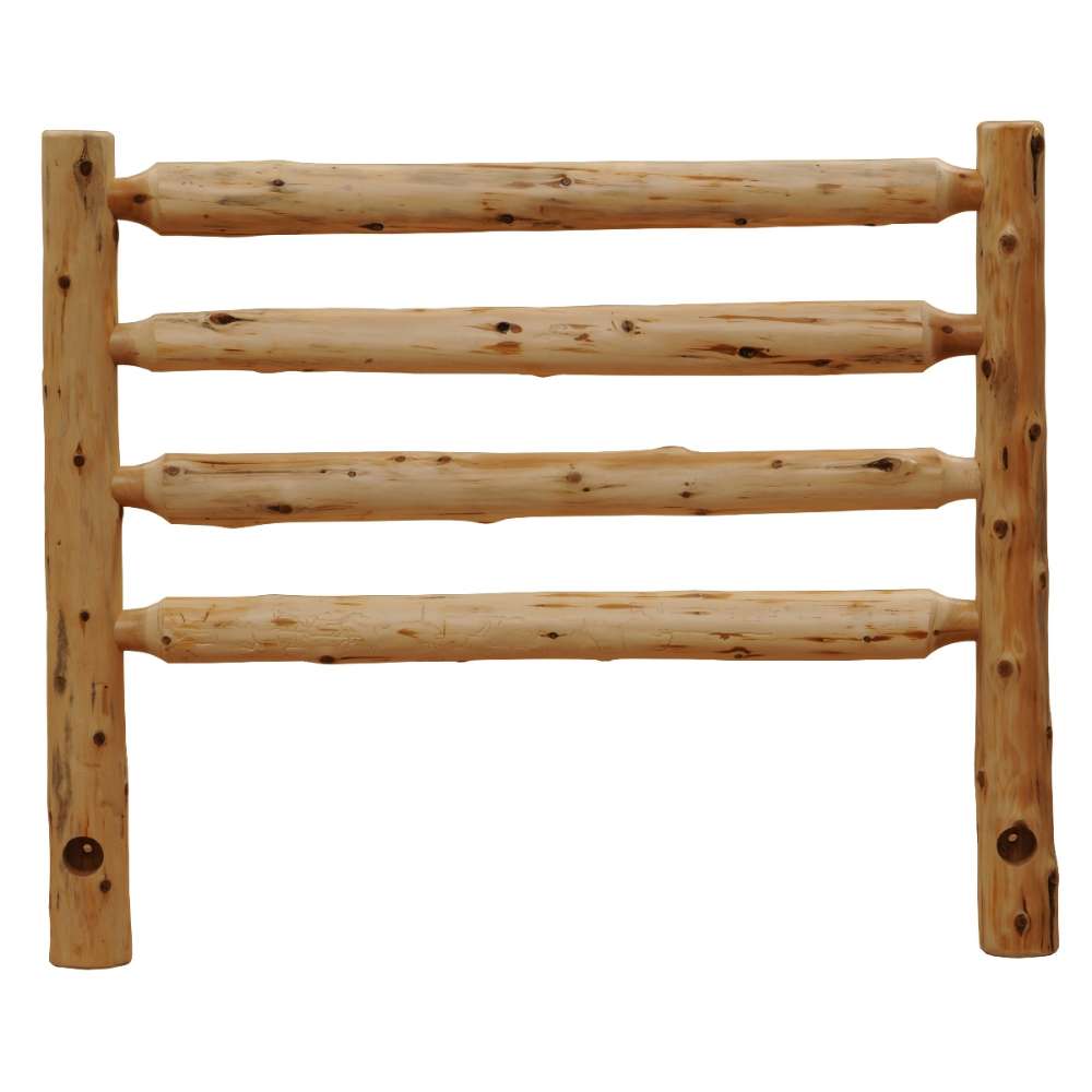 Fireside Lodge Voyageur Ranch Bed - Assembled - Natural shown as a straight-on view of a rustic log headboard made from thick natural wood with visible knots