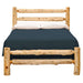 Fireside Lodge Voyageur Ranch Bed - Assembled - Natural shown fully assembled with a tall log headboard, matching footboard, and a neatly made mattress