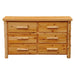 Fireside Lodge Voyageur Six Drawer Dresser shown straight-on with a knotty pine finish and six drawers
