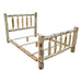 Fireside Lodge Voyageur Traditional Bed - Unassembled is shown at an angle, highlighting its solid log frame and open slat design