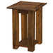 Fireside Lodge Barnwood Open End Table is a rustic, reclaimed wood table with a square top, sturdy legs, and an open lower shelf