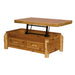 Fireside Lodge Cedar Log Enclosed Coffee Table - Elevating Top - Natural features a lift-up top, revealing hidden storage inside