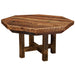 Fireside Lodge Poker Table Cover for 8-Sided - Artisan TopX is a rustic wooden tabletop with an octagonal shape, featuring a handcrafted reclaimed wood finish and a sturdy, rugged base