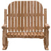 Fireside Lodge Voyageur Two-Person Adirondack Rocking Chair is seen straight-on, featuring a balanced design with a curved top and wide slats