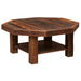 Fireside Lodge Barnwood Octagon Artisan Coffee Table from a side angle, highlighting its thick wooden legs and robust structure