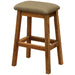 Fireside Lodge Barnwood Saddle Barstool features a padded fabric seat and a sturdy reclaimed wood frame