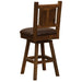 Fireside Lodge Barnwood Swivel Counter Stool has a sturdy wooden build with a padded back and seat, shown from the rear angle