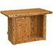 Fireside Lodge Cedar Log 5-Foot Bar includes a drawer, cabinet, and open shelf for storage and easy access