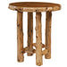 Fireside Lodge Cedar Log Round Pub Table - 32 Inch is a rustic round table made from natural cedar logs with a smooth top and sturdy knotty legs