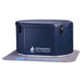 Fitted insulated cover secures Golden Designs Dynamic Cold Therapy Inflatable Oval Cold Plunge while it rests on a branded protective floor mat