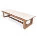 Flat-position Westminster Teak Horizon High Chaise Lounger with a cream cushion is displayed, showing its long, low-profile wooden base