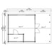 Floor layout of the GardenHouse24 USA Nepean 44A Garden Room, displaying labeled room dimensions in square feet for each section of the structure