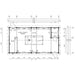 Floor plan blueprint reveals room layouts, window placements, and the interior dimensions of GardenHouse24 USA Dundee 90A Garden Room including space for a pool table
