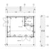 Floor plan diagram of the GardenHouse24 USA Lerum 44 Garden Room shows precise room dimensions and interior layout
