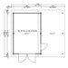 Floor plan for GardenHouse24 USA Garage Bjarne 44 Garden Room with dimensions in square feet for clearer U.S. reference