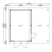 Floor plan for the GardenHouse24 USA Garage Bjarne 44 Garden Room with dimensions converted to square feet for clearer U.S. reference