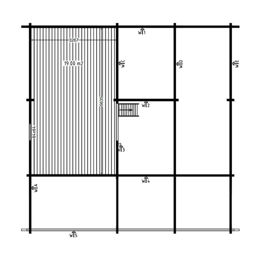 Floor plan highlighting a single large room layout labeled 19.00 m² within the GardenHouse24 USA Mikka 70B Garden Room