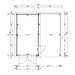 Floor plan illustrates the internal layout and dimensions of the GardenHouse24 USA Garage Morten 44A Garden Room, featuring two distinct sections