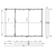 Floor plan layout with room dimensions and internal walls marked for the GardenHouse24 USA ALU Concept Arosa 44C Garden Room