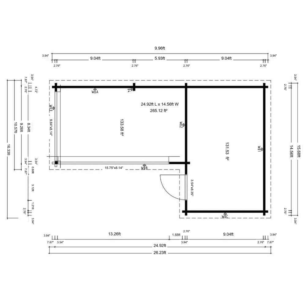 Floor plan of GardenHouse24 USA ALU Concept 70N Garden Room
