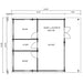 Floor plan of GardenHouse24 USA Arhus 70 Garden Room shows clearly labeled rooms with precise measurements