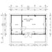 Floor plan of GardenHouse24 USA Barrit 70 Garden Room displays room measurements and doorwindow placements