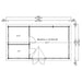 Floor plan of GardenHouse24 USA Clockhouse Bristol 44mm Garden Room with three rooms including a spacious central area and two smaller side sections