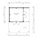 Floor plan of GardenHouse24 USA Keno 70 Garden Room details internal room sizes, door dimensions, and the full garden footprint