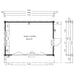 Floor plan of GardenHouse24 USA Paul 70 Garden Room outlines the spacious 233.15 square feet interior with measurements for walls, windows, and doors