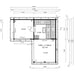 Floor plan of GardenHouse24 USA Sauna Forte 70 Garden Room showing room divisions and precise measurements of each space