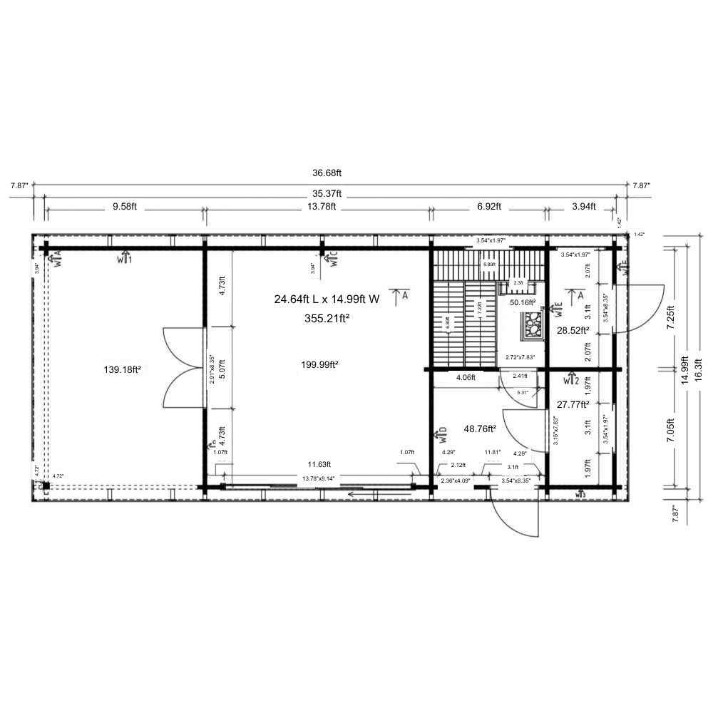 Floor plan of GardenHouse24 USA Sauna St.Moritz 70 Garden Room shows room dimensions and layout for efficient use of space
