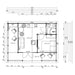 Floor plan of the GardenHouse24 USA Glostrup 44 Garden Room outlines the dimensions and layout, including living, kitchen, bedroom, and bathroom spaces